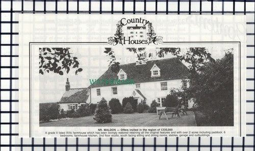 C7318) Maldon Essex Farmhouse House Sale Advert - 1988 Cutting