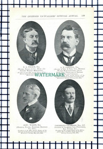C6416) Pocock Whisky Parnell Ray & Sons Cornelius Chambers Alec Warde - 1906