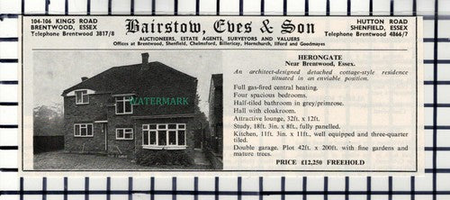 C6812) Herongate Brentwood Essex House Sale Advert c.1965 Cutting