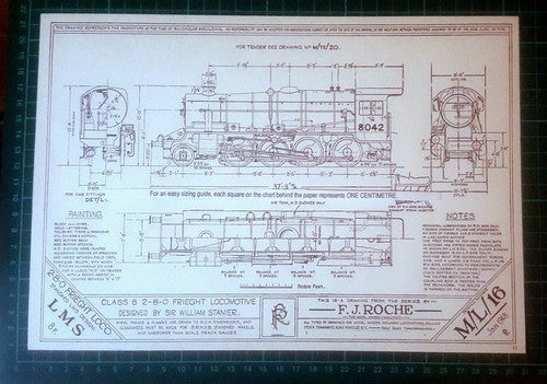 Class 8F 2-8-0 LMS / 3F 0-6-0T Model Railway Engine Diagrams - c.1960s Cutting