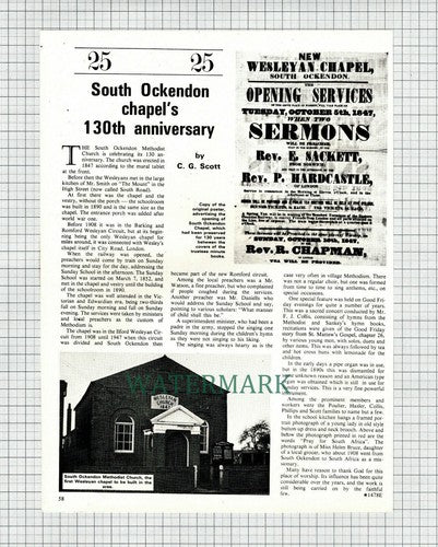 (8481) South Ockendon Methodist Church Essex - 1977 Article