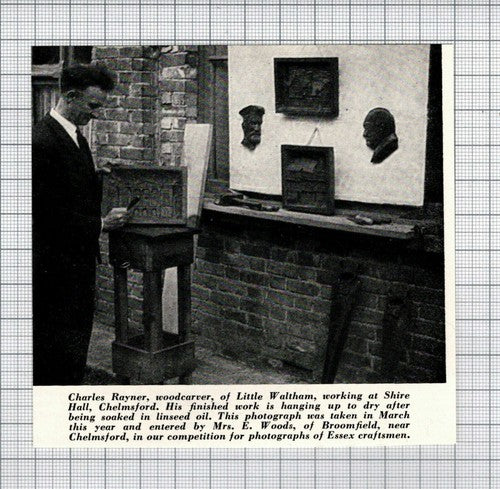 Charles Rayner Woodcarver Little Waltham Essex Shire Hall - 1965 Small Clipping