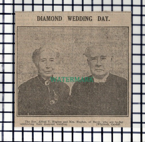 C7184) Rev Alfred T Hughes Barry Wales Diamond Wedding - 1916 Cutting