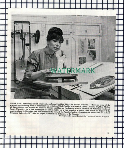 Mitzi Cunliffe Brighton Sussex Sculptor - 1967 Clipping/ Print