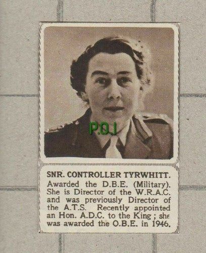 (C399) Snr Controller Tyrwhitt DBE WRAC ATS OBE - Very Small Clip 1949