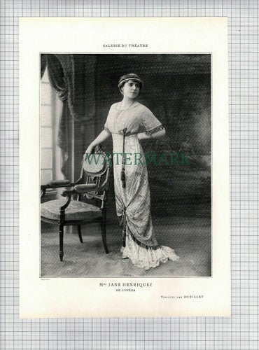 X1762) Mlle JANE HENRIQUEZ Actress - 1910 Print / Cutting