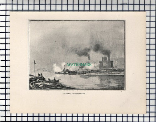 Middlesbrough Docks - c.1900 Cutting / Print