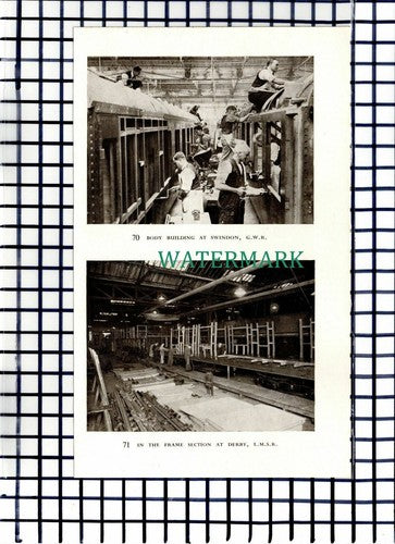 C6715) Derby LMSR Carriage Building / Swindon Railway Train - 1947 Cutting