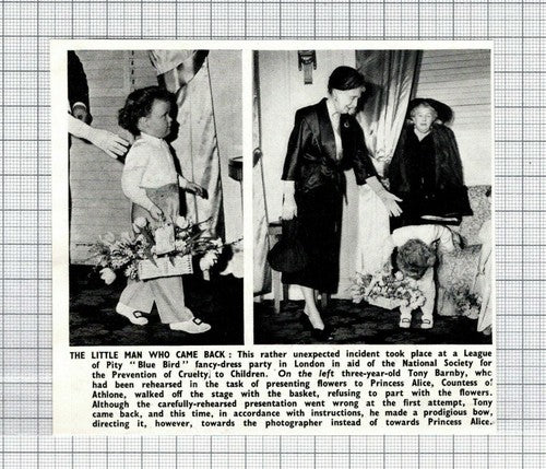 Tony Barnby Princess Alice Flowers League of Pity NSPCC Party - 1951 Cutting
