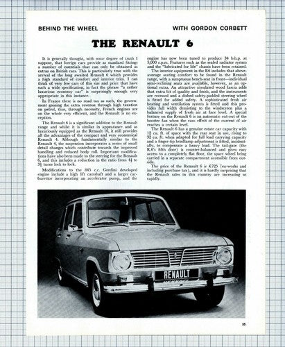 (6192) The Renault 6 Car REVIEW - 1970 Article