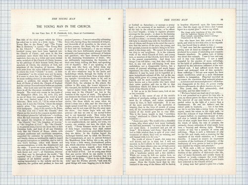 (5696) Young Man In The Church by Rev F W Farrar Dean of Canterbury 1896 Article