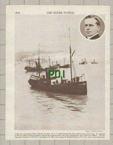 Dover Patrol Rear Admiral The Hon H L A Hood - c.1935 Clipping