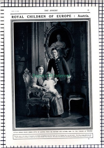 Prince Franz Joseph Otto Austria - 1914 News Page / Print