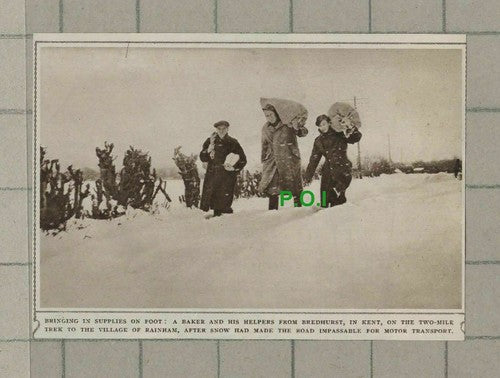 C2456) Bredhurst Kent Baker & Helpers Walking To Rainham In Snow - 1947 Clip