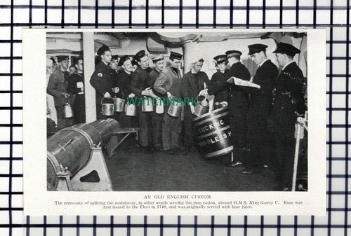 C7256) HMS George V Ship Splicing Mainbrace - c.1950s Small Cutting