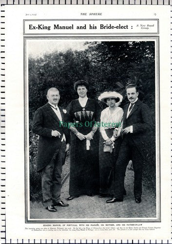 Ex King Manuel Of Portugal Abercorn Richmond Prince of Hohenzollern - 1913 Page