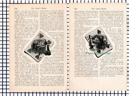 (6793) Bridge Parties Card Game - c.1900 Article