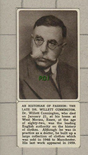 Dr Willett Cunnington West Mersea Essex Clothes Historian - 1961 SMALL Clipping