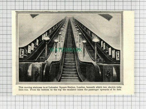 C2804) Leicester Square Station London Escalator - c.1930s Clip
