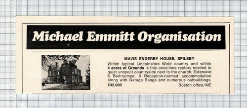 Mavis Enderby House Spilsby Lincolnshire House Sale Advert - 1974 Cutting
