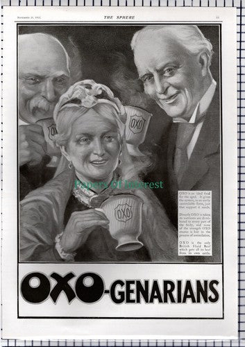 Oxo Advert Oxo Genarians - 1913 News Page / Print