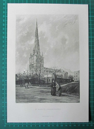 St Mary's Church Shrewsbury Shropshire - c.1895 Print