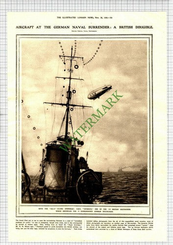 HMS SEYMOUR Ship NS8 Airship German Naval Surrender WW1- 1918 News Page / Print