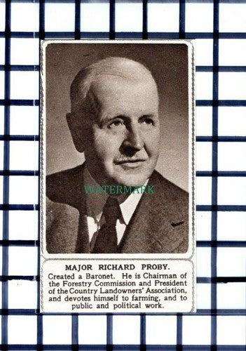 C6361) Major Richard Proby Baronet - 1952 Cutting