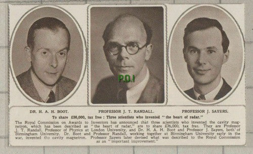 (C503) Prof J T Randall J Sayers Dr H A H Boot Scientist Radar Magnetron 1949