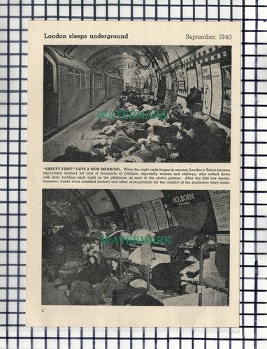 Holborn Kingsway Underground Station Shelter World War Two - c.1946 Cutting