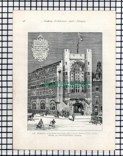 (8236) British & Foreign Sailor's Society HQ London Wigglesworth 1902 Book Print