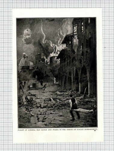 (6280) Old Castle & Piazza Gorizia Italy World War One - 1916 Clip