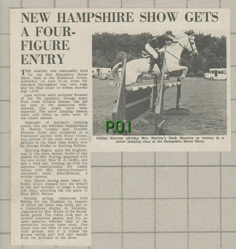 (5403) Gillian Stevens on Dark Mystery Mrs Harries New Hampshire Horse Show 1969