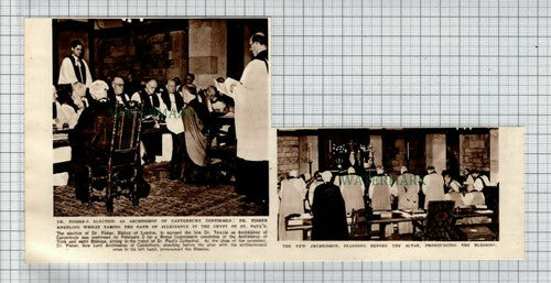 (6622) Dr Fisher Archbishop of Canterbury St Paul's Cathedral - 1945 Cutting
