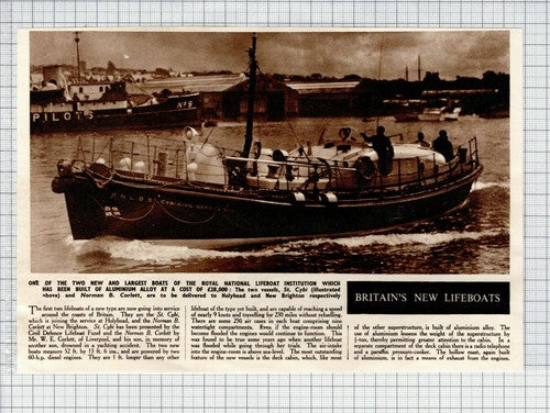 St Cybi Lifeboat Holyhead - 1950 Cutting