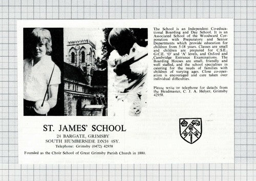 St James' School Bargate Grimsby CJA Helyar Advert - 1978 Magazine Clipping