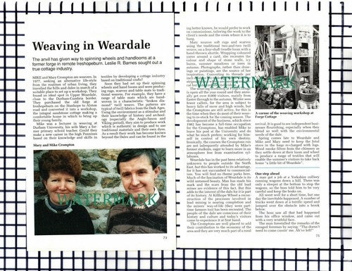 (8246) Mike & Mary Crompton Ireshopeburn Weavers - 1990s Article