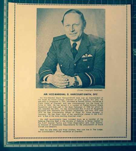 Air Vice Marshal David Harcourt-Smith RAF College Cranwell -1978 Cutting