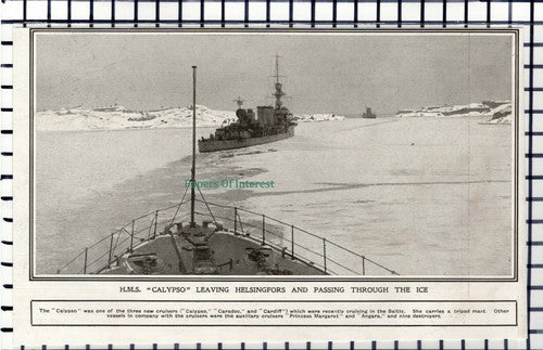 C5847) HMS CALYPSO Ship Leaving Helsingfors WW1 War - 1919 Cutting
