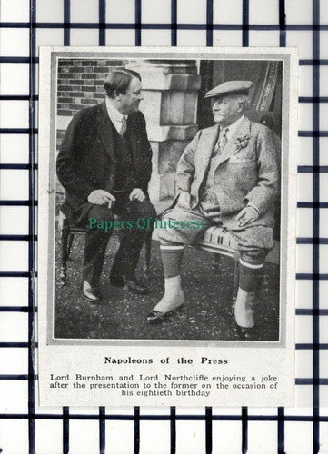C6043) Lord Burnham & Lord Northcliffe - 1914 Cutting SMALL!
