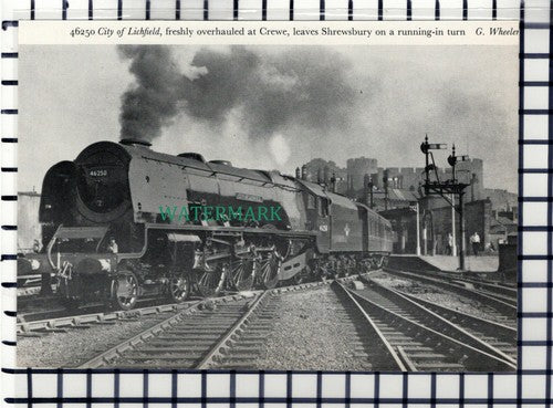 C6860) City Of Lichfield Railway Engine 46250 Shrewsbury - 1960s Cutting