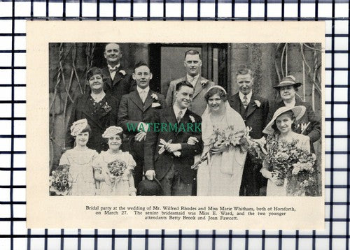 C7084) Mr Wilfred Rhodes Marie Whitham Horsforth Betty Brook Fawcett - 1936