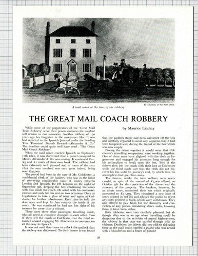 Ipswich Mail Coach Robbery 1822 Alexander & Co Mr Colchester - 1973 Article