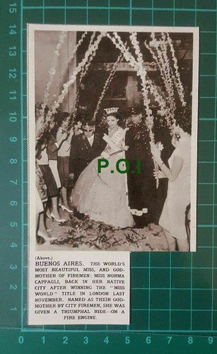 C47) Miss Norma Cappagli Miss World Firemen Godmother Buenos Aires - 1961 Clip