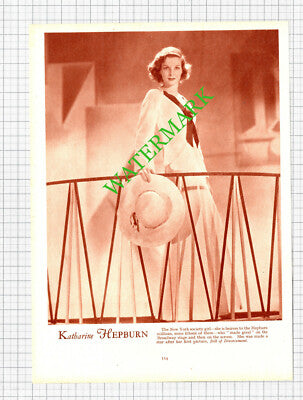 Katherine Hepburn Actress - 1930's Cutting / Print