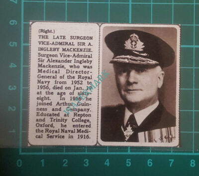 C2675) Vice Admiral Sir Alexander Ingleby Mackenzie Obituary - 1961 Clip SMALL!