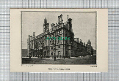 C4462) The Post Office Leeds Yorkshire ~ Antique Book Cutting c.1900