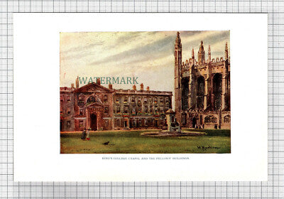 C7672) King's College Chapel Fellows Buildings Cambridge - 1916 Print