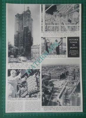 (X551) Victoria Tower Parliament London Restoration Work - 1950 Clip