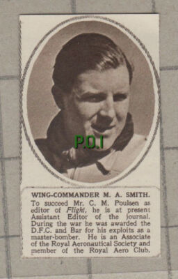 C1589) Wing Comm M A Smith Editor of FLIGHT Royal Aero Club - 1949 Clip SMALL!
